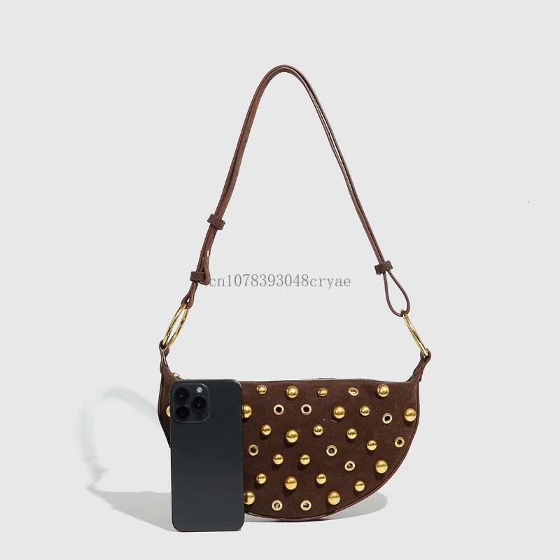 Fashion Vintage Designer Bags Korean Women Shoulder Ladies Handbag Female Casual Retro Rivet Polka Dot Underarm Bag