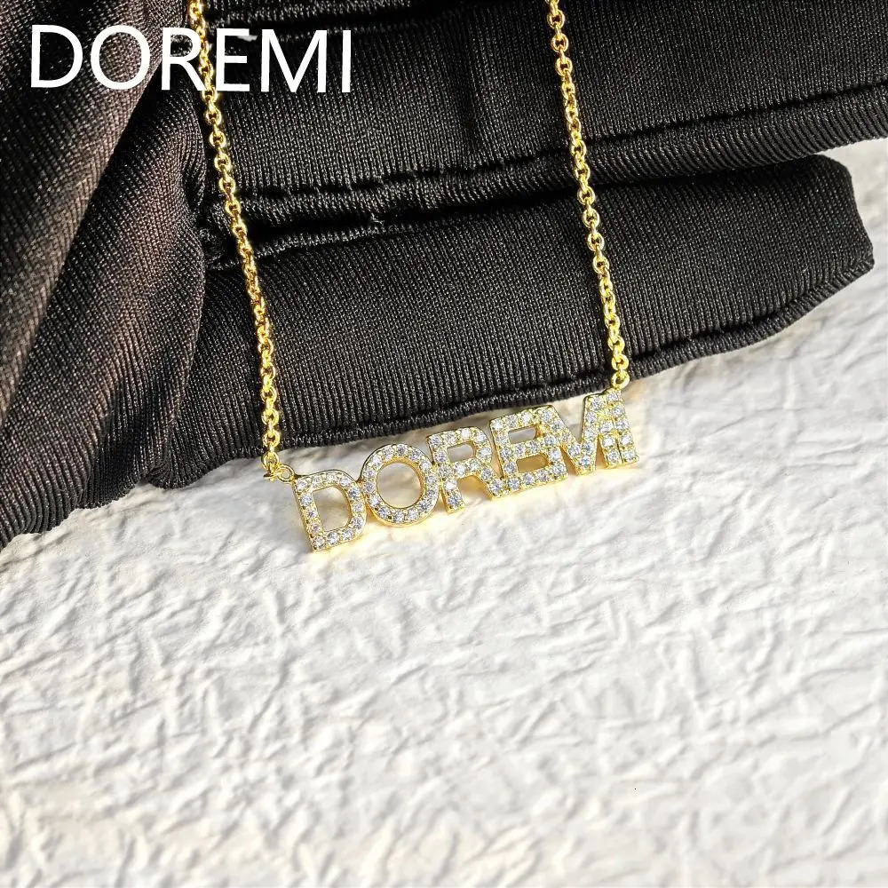 DOREMI 6mm/9mm Letters Name Crystal Necklace Initial Name Necklaces Personalized Dainty Custom Necklace Nameplate Chains 251110