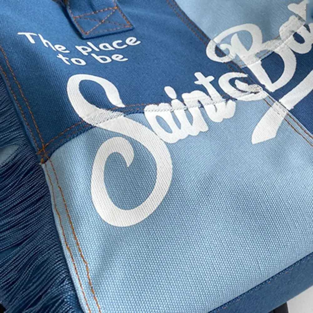 Fashion tassel design womens canvas large capacity high-quality casual shoulder bag INS letter canvas handbag vacation W250415