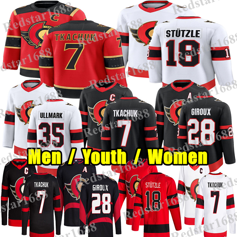 #7 Brady Tkachuk ottawa hockey jersey #18 Tim Stutzle Claude Giroux senator jersey David Perron Jake Sanderson Chabot Cozens Carter Yakemchuk Linus Ullmark jerseys