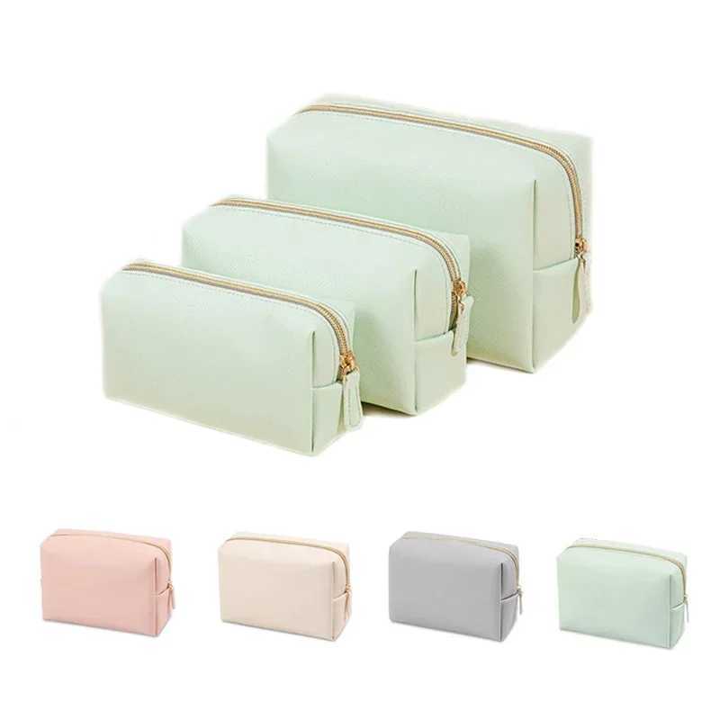 Womens makeup bag waterproof PU leather solid color makeup bag travel portable W toilet storage bag organizer wallet 2023XJ250415