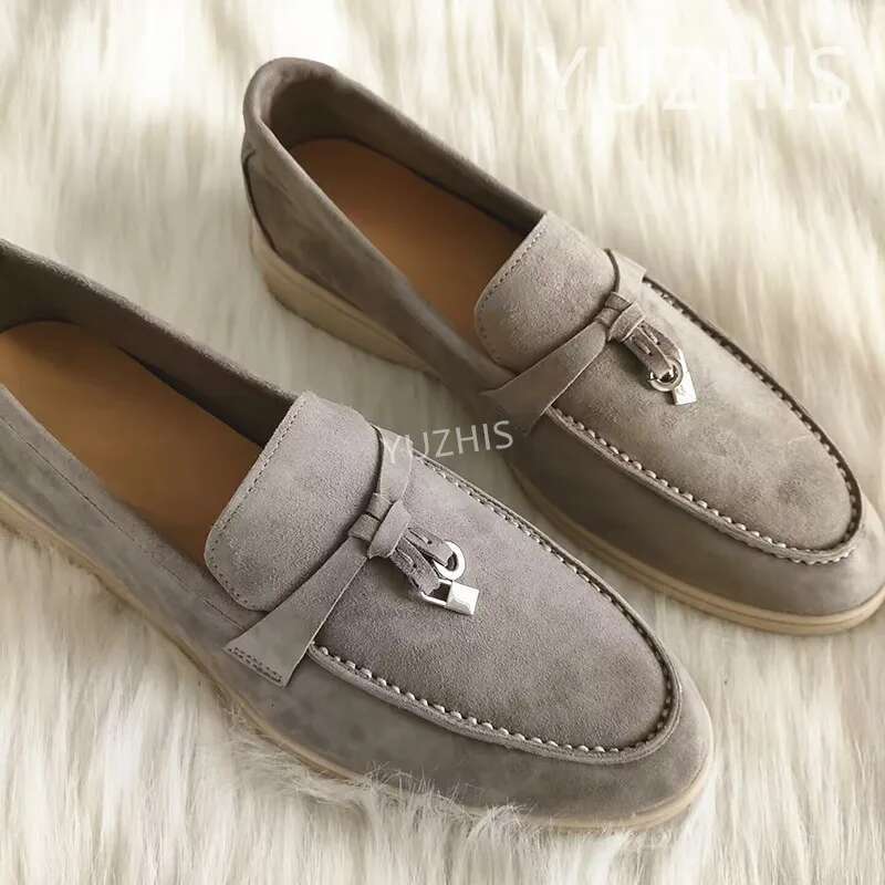 Walking Driving Loafers New Spring Autumn Flat Metal Lock Tassel Classic Lazy Comfortable Women Slip On Shoes