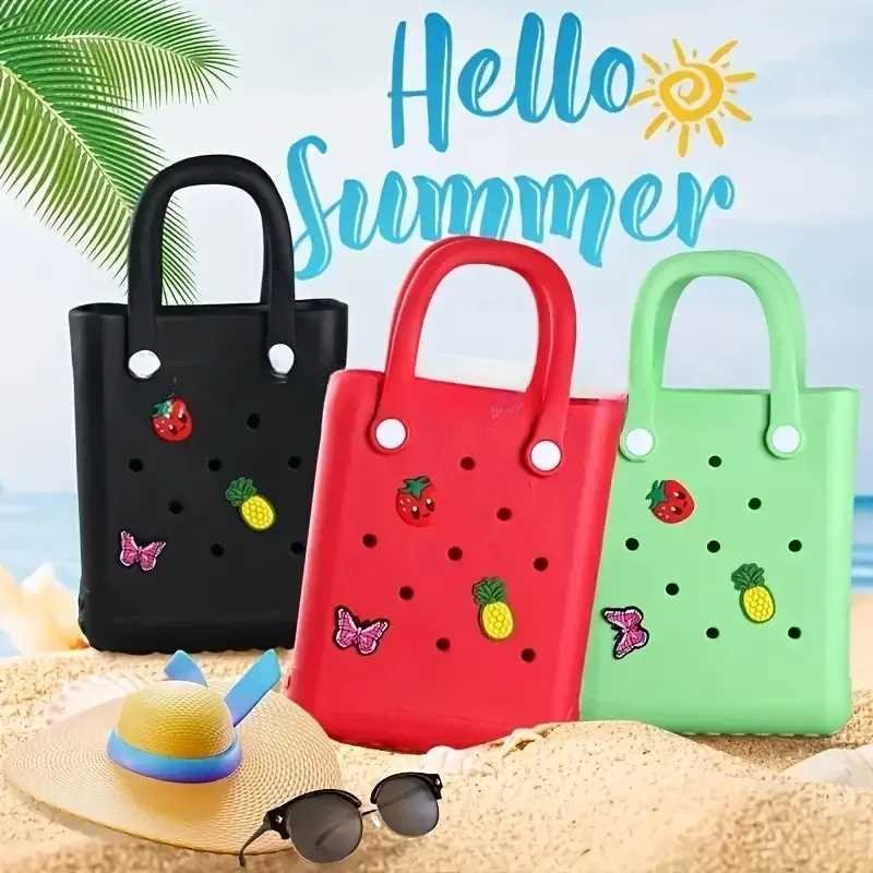 Mini Borg Beach Bag Waterproof Womens Shopping Handbag Outdoor Travel Picnic Basket Swimming Vacation Makeup Bag Home Organizer W250415