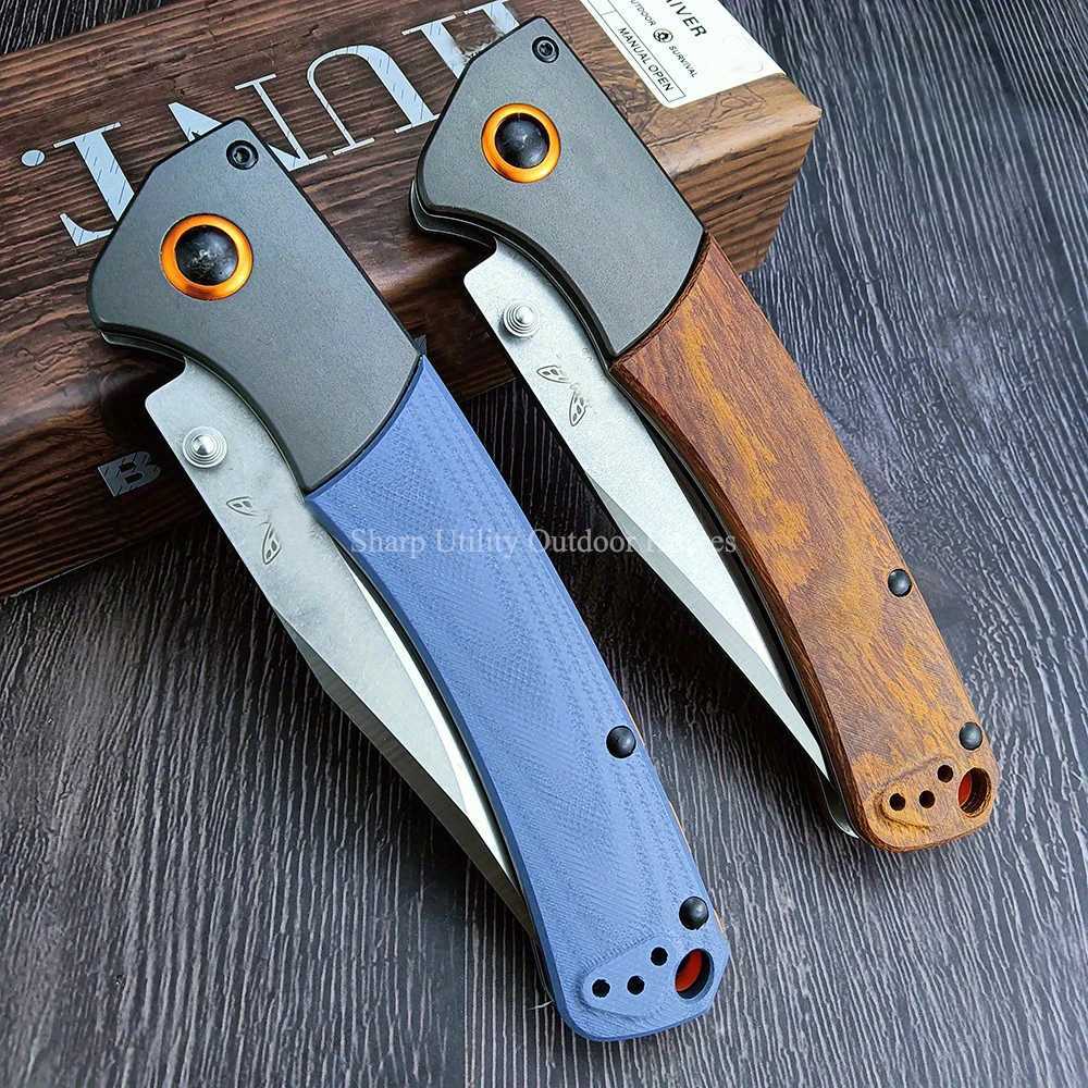 BM Crooked River 15080 EDC Knife G10/Wooden Handle Outdoor Survival Camping Tactical Pocket Folding Knife Portable Multi ToolXJ250415