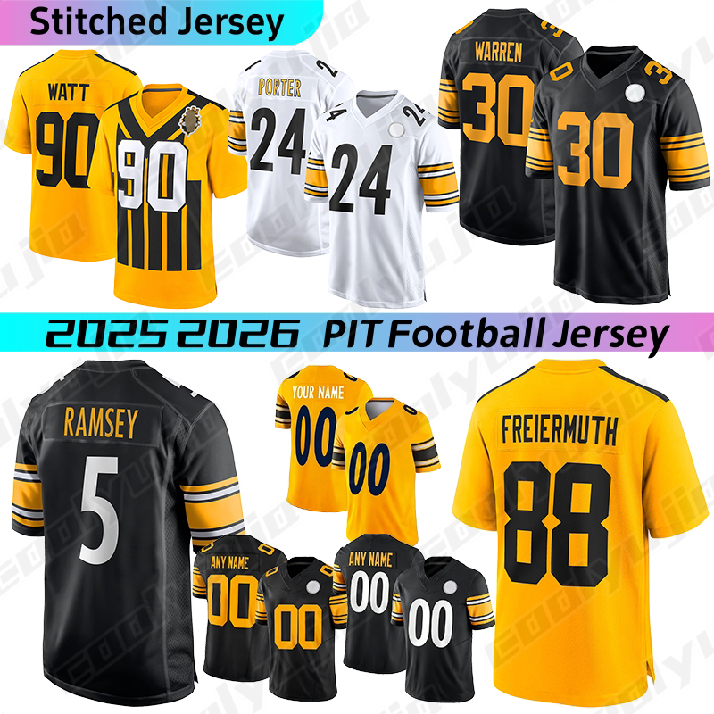 Pittsburghes SteelersS Jersey SteelersJersey Jaylen Warren T.J. Watt DK Metcalf Aaron Rodgers Austin III Gainwell Highsmith Miller Wilson Seumalo football jerseys
