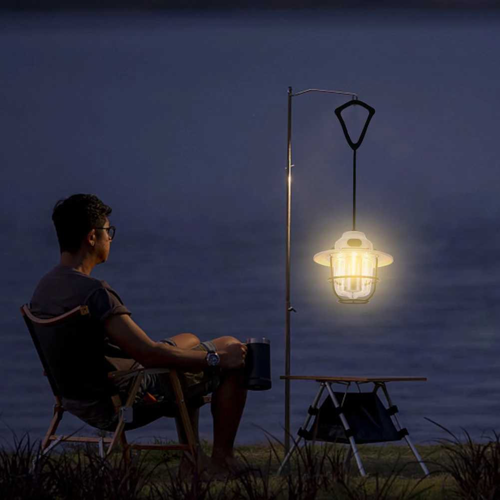 Camping Light 1200mAh Mini Metal Chandelier 2700K/6500K Retro Atmosphere Chandelier Stepless Dimming Type C Charging for Fishing M251115