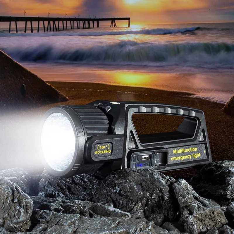 P50 LED Searchlight Double-headed Design Rechargeable Flashlight High Power Waterproof Torch Outdoor Camping Solar Light M251115