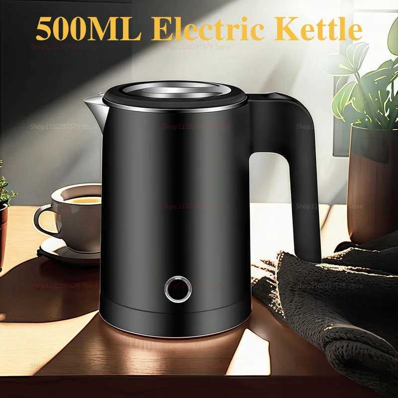 500ML Stainless Steel Portable Water Boiler Pot For Hotel Family Trip Kitchen Smart Kettle Pot Travel Electric Kettle Tea Coffee Y251114