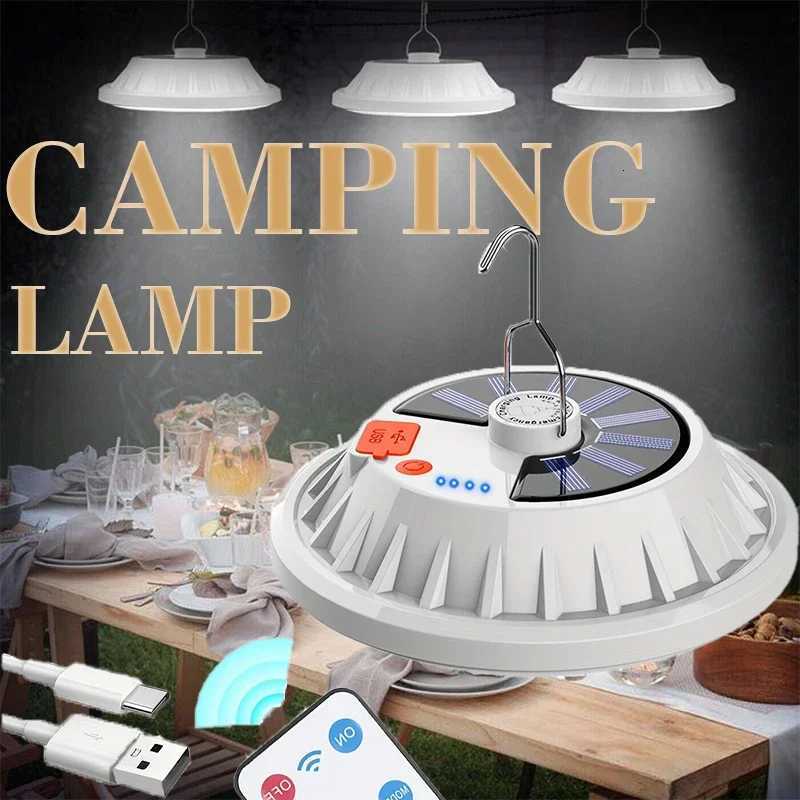Portable Solar Lantern w/Remote Control5 ModesRechargeablePower BankIP68 WaterproofHookCamping Fishing Emergency Indoor M251115