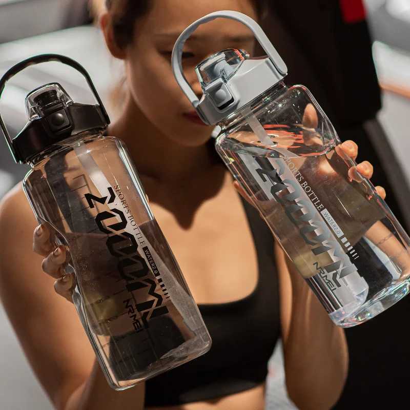 38L/2L/15L Gym Sports Bottles Water Cup Pc Material with Portable Straw Large Capacity Outdoor Anti-Fall Water Bottle for MenW251114