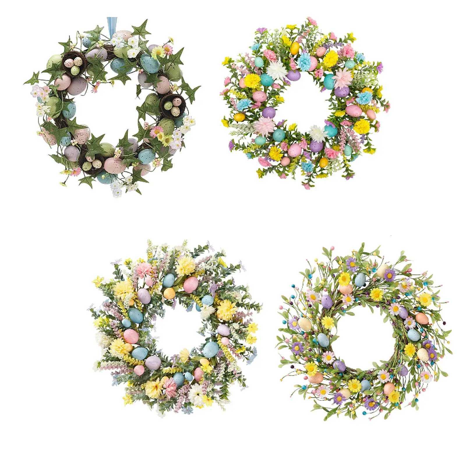 Artificial Easter Eggs Wreath Easter Decor Autumn Lovely Spring Flower Wreath for Window Living Room Indoor Outdoor Wall WeddingM251115