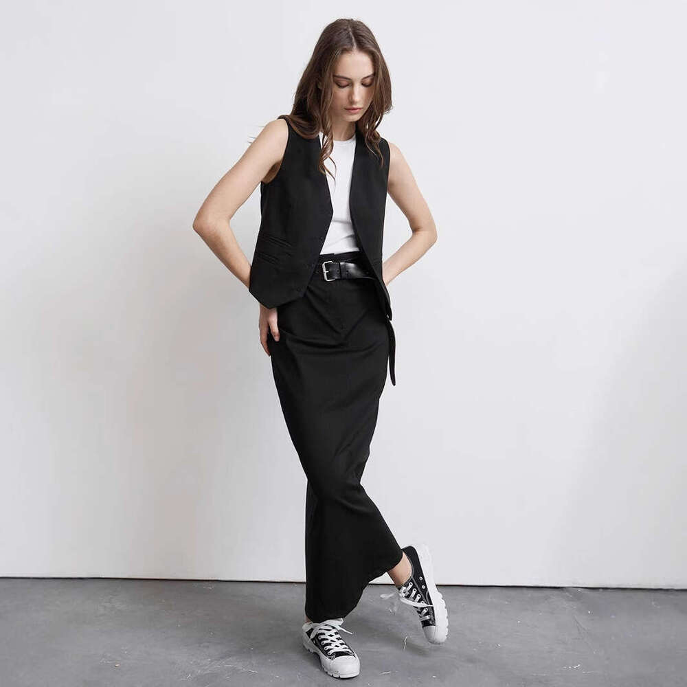 hoodie Mmwomen's Wear Button Long Suit Summer , New Solid Color Vest Half Skirt Set For Women jacket