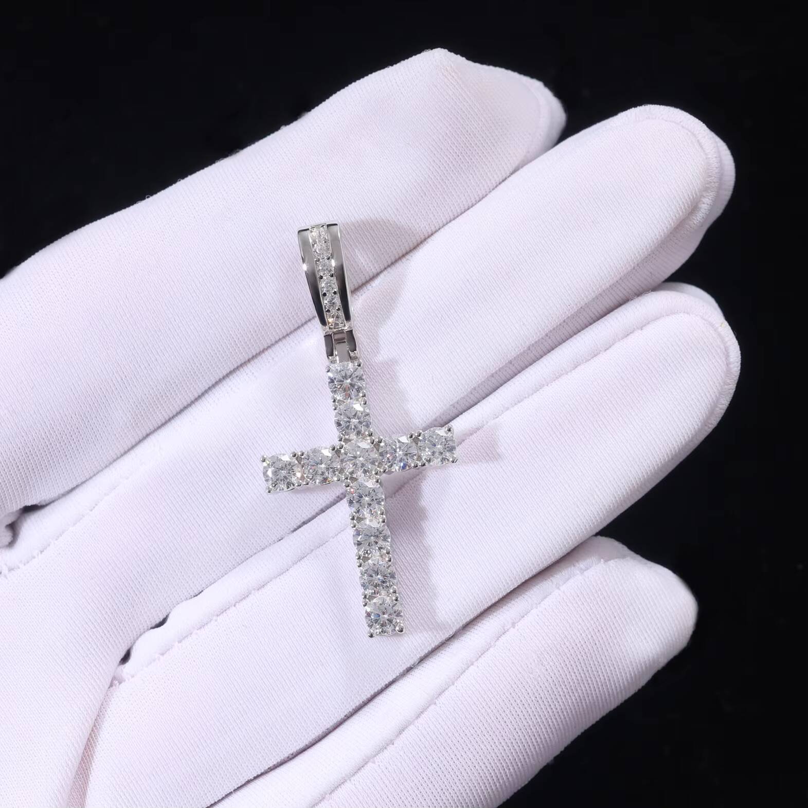 925 Sterling Silver Jewelry Cross Pendant Luxury Necklace Hip Hop Sparkling VVS D Moissanite Diamond Pendant Necklace
