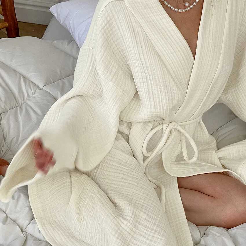 Spring Summer Womens 100 Cotton Womens Nightgown Gown Robe Long Sleeve Cardigan Gown Morning Gown Pajamas Home Clothes C251115