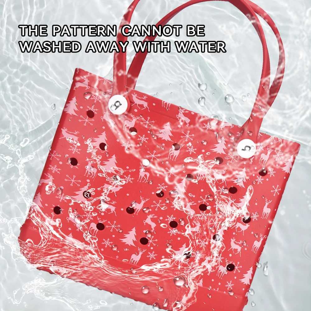 Solid Fashion Hole Durable Beach Bag Christmas Rubber Handbag Beach Boat Swimming Sports Shopping Portable Holiday Party Eva Han W250415