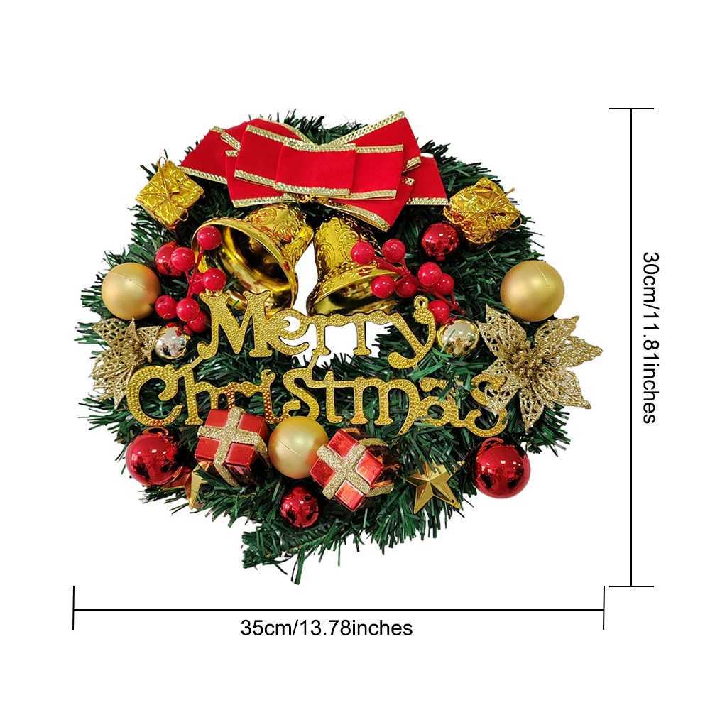 1pc Christmas Wreaths for Front Door Xmas Decorations Winter Wreaths Home Decorative Wreath with Flowers Pine Cones for PartyM251115