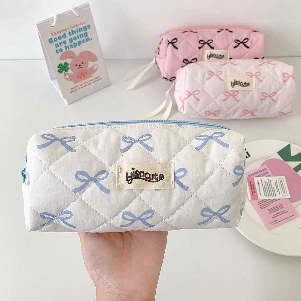 Sweet Chic Pencil Bag Makeup Bag Girl Bow Printing Korean Pencil Box Large Capacity Static Storage Box Makeup BagXJ250415