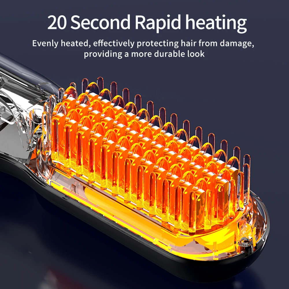 Cordless Professional Hair Straightener Heating Comb Electric Brush For Hair Smoothing Iron Negative Ion Hair Styling Tool 250414