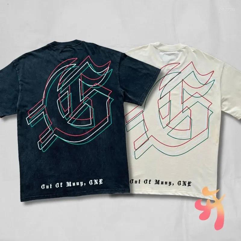 Men's T Shirts 25 Real Pos High Quality Godspeed T-shirt Trendy Street Retro Washed Couple Skeleton Print Cotton Short Sleeve Men Women