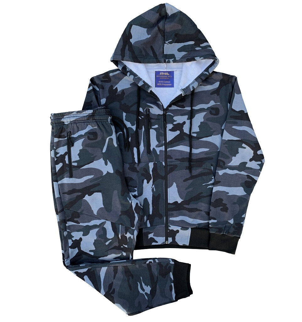 Camouflage Men's Sweat Jogger Soft Fleece suit & Bottom Outfit Med to 5XL &