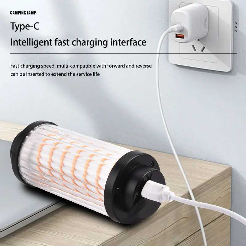 Outdoor Retro LED Camping Lamp 2600mAh Rechargeable Flashlight 4 Lighting Portable Home Adventure Tent Emergency Light With Hook M251115