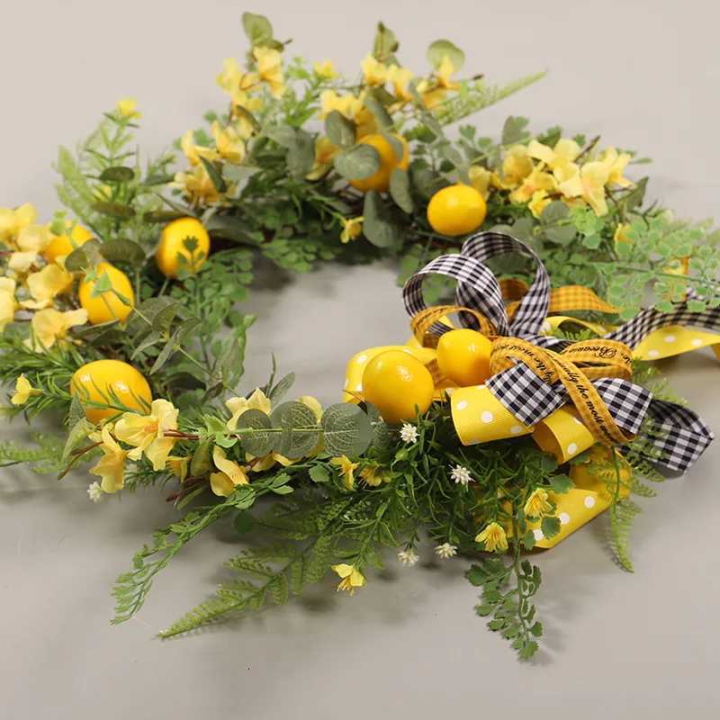 YeeNanee Spring Artificial Sunflower Wreath for Front Door Green Eucalyptus Wreaths with Welcome Sign Wall Window Outdoor DecorM251115