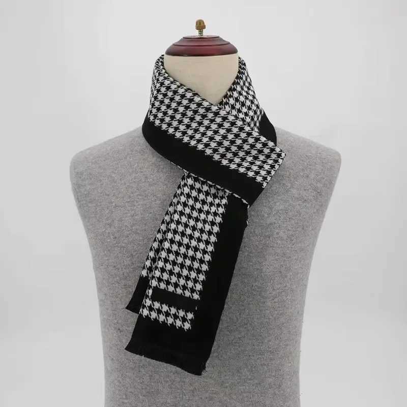 Luxury 2024 Luxury Brand Winter Plaid Cashmere Scarf for Men Warm Neck Scarfs Male Business Scarves Long Mens Pashmina Shawl Y251115