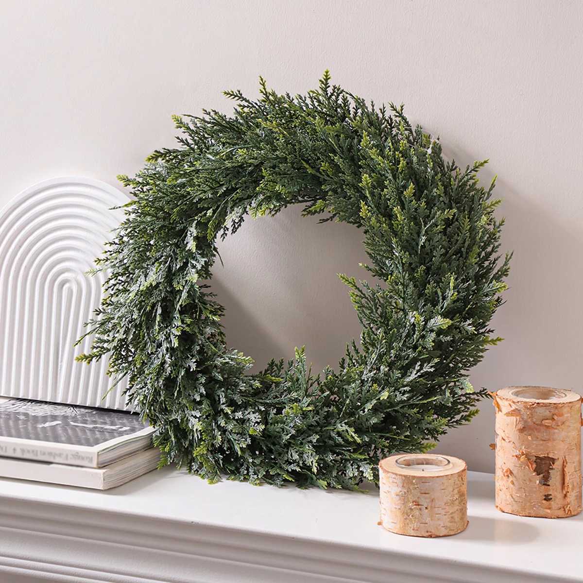 SIA FLOWER Cedar Artificial Flower Ring PE Material Cedar Grass Ring Artificial Plants Garden Decor Home DecorM251115