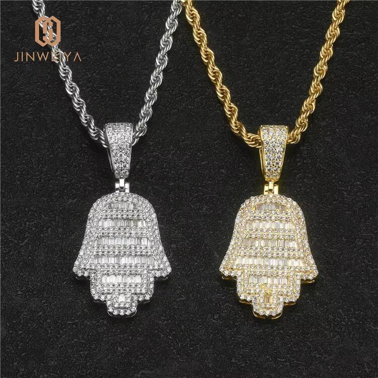 JWY Jewelry 18K Real Gold Plating Necklace Hip Hop Style Flower Pendant with Zircon Brass Material for Female and Children