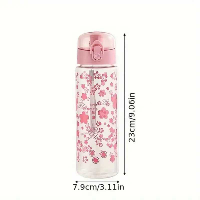 780ML Large Capacity Sports Transparent Water Bottle Leakproof Flower Plastic Drinking Bottles Outdoor Cycling Hiking Gym JugsW251114