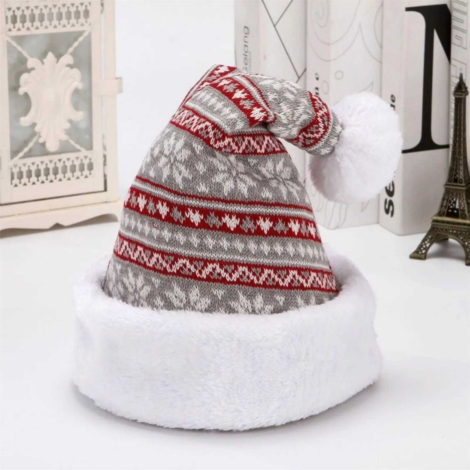Snowfake Elk Hat Winter Thicken Knitted Velvet Cloth Adult Christmas Hat Merry Christmas Decor Gifts Happy New Year 2025 Naviida Y251115
