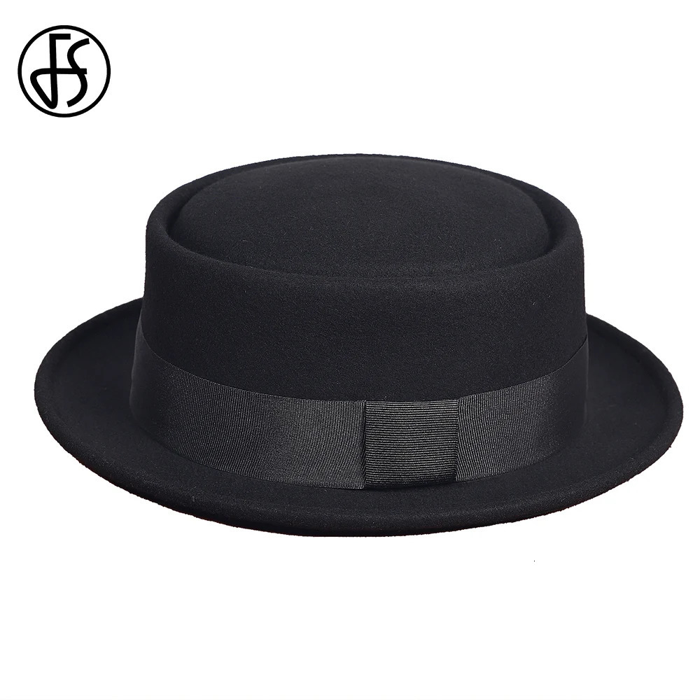 Wool Felt Pork Pie Fedora Hats For Men Women With Ribbon Dome And Flat Brim Fedora Hat Church Jazz Panama Caps Gentlemen Hat 250407