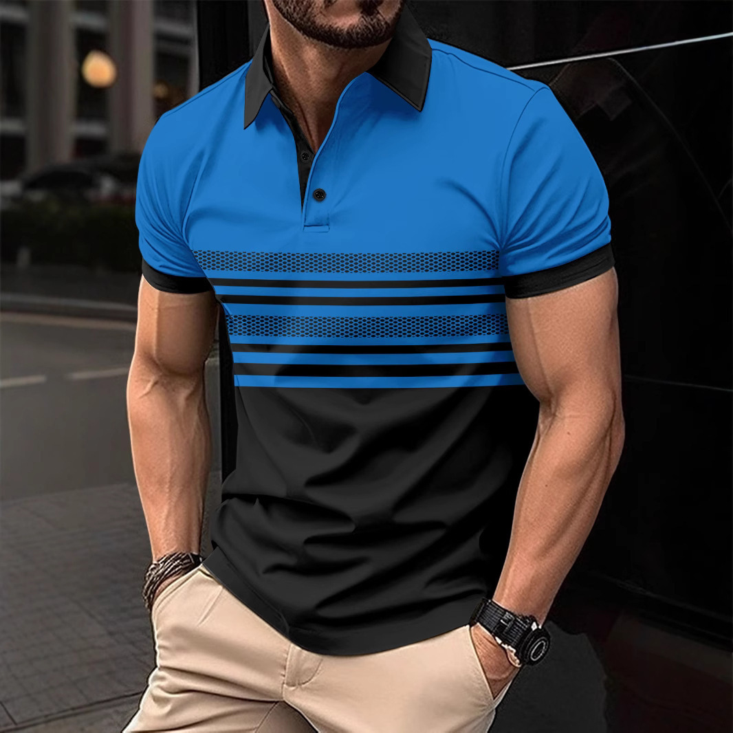 Quick sale fashion mens 3D printed polo shirt casual breathable mens sports polo top