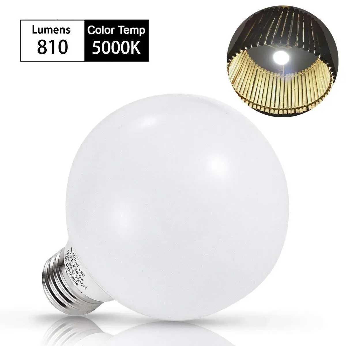 Melery E26 LED Light Bulb 9W Globe G25 Equivalent 90W Makeup Mirror Lamp Daylight 5000k 900lm for Home Bedroom Lighting 3Pack C251115