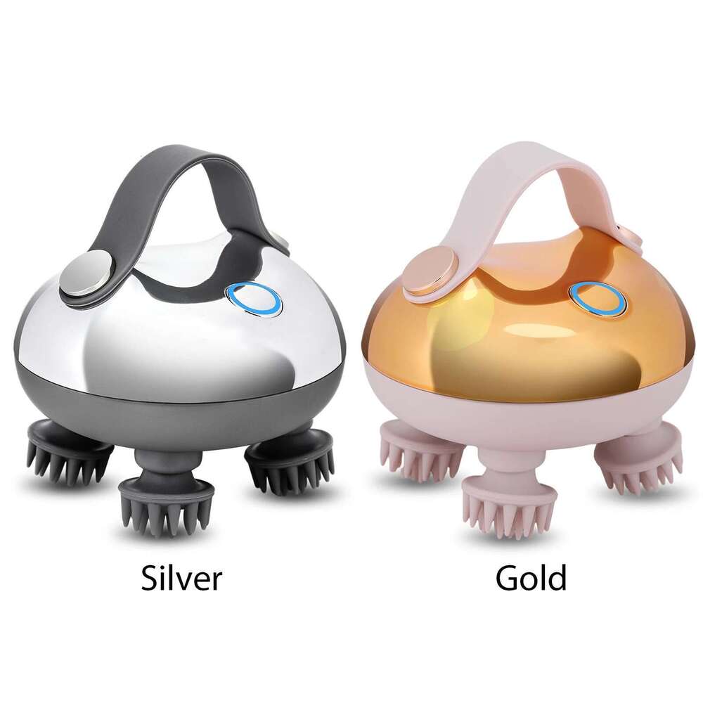 Portable Head Massager with 8 Silicone Massage Heads Scalp Kneading Vibrating Device USB Charging for Hair Growth Stress Relax