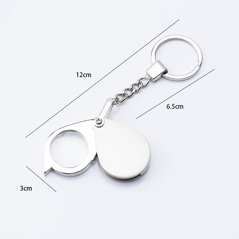 Sank Pocket Foldable Full Metal Keychain Small Print Zinc Alloy Glass Lens Portable Magnifier 231030