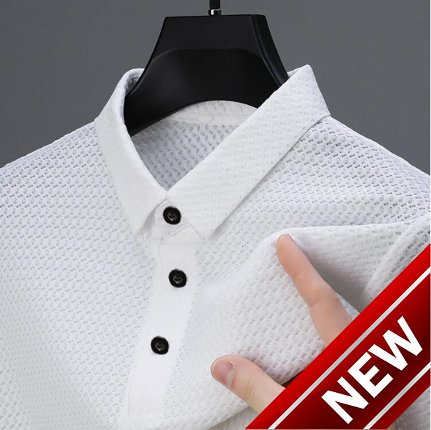 Summer Speed Sale High end New Quick drying Mens Ice Silk Shirt Collar Polo Shirt