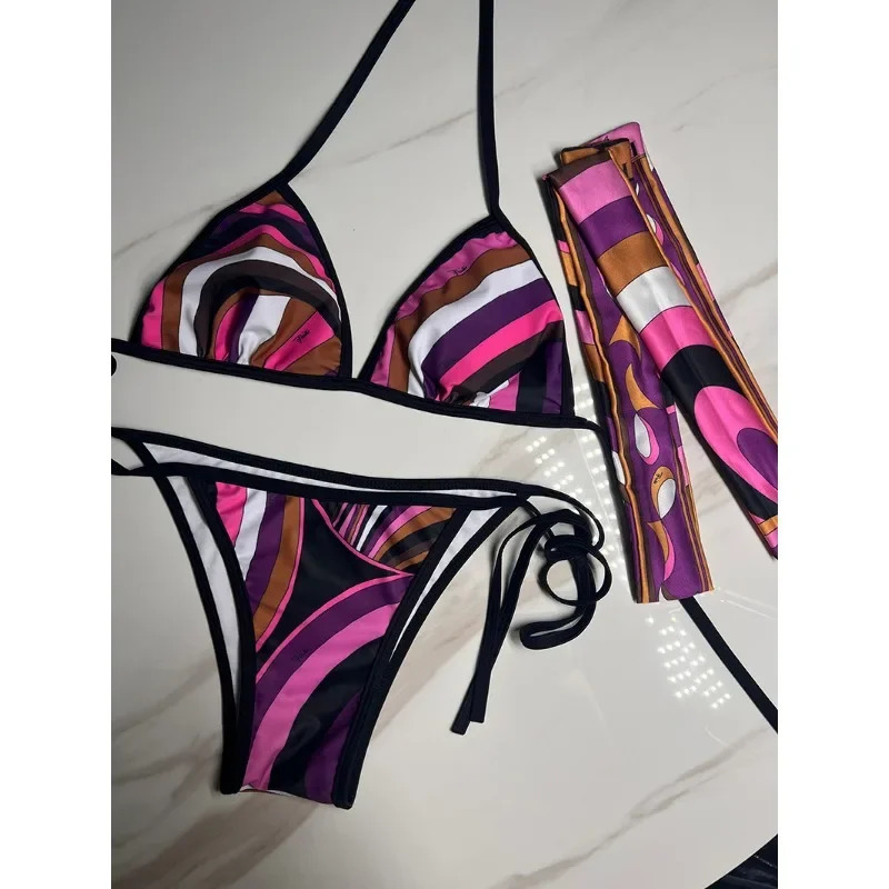 2025 Womens Headband Bikini Sets Fashion n Letter Stripe Print Swimsuits Europe Sexy Tankini Swimsuits 250415