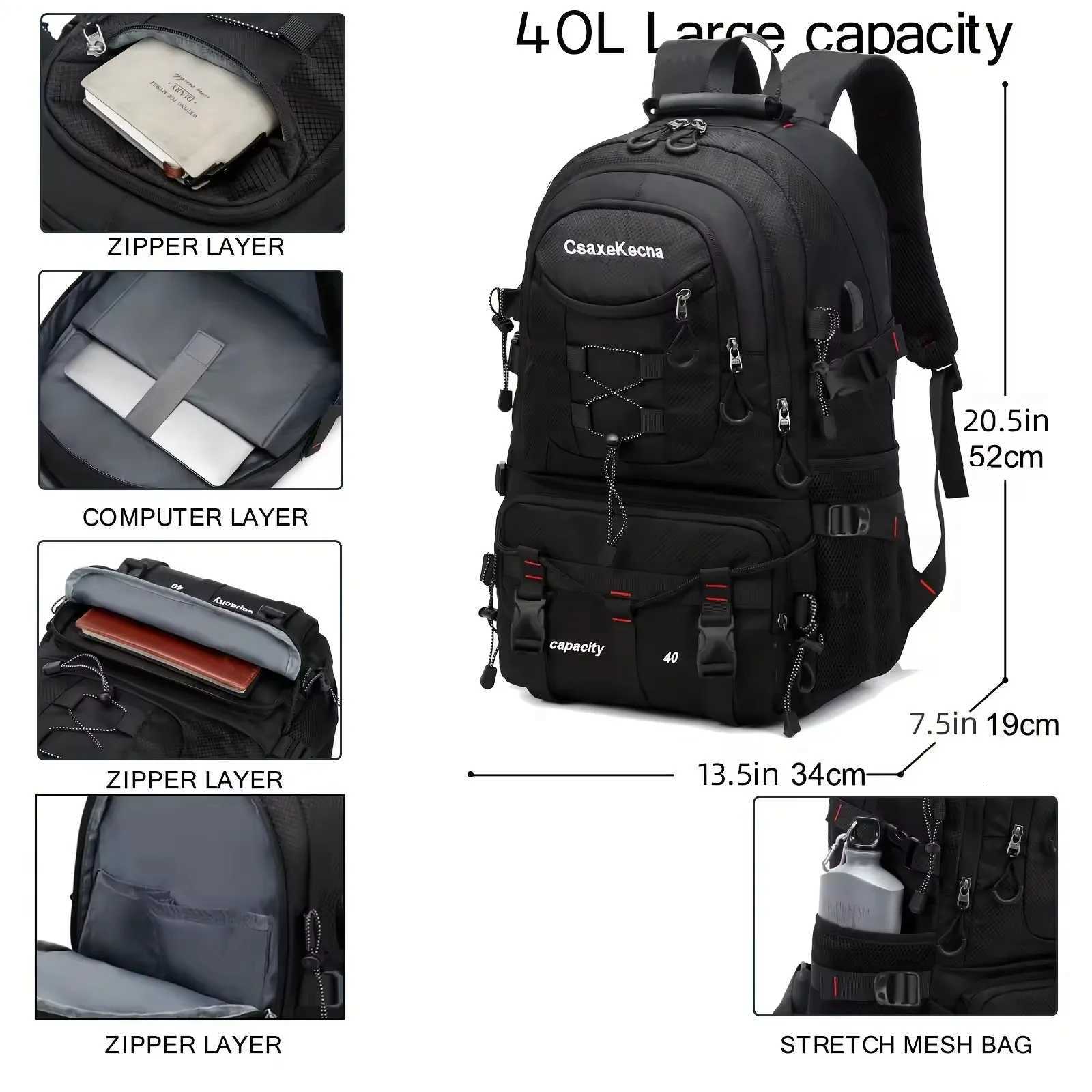 Large capacity backpack professional outdoor hiking and mountaineering bag lightweight and waterproof travel bag usb interfaceW251114