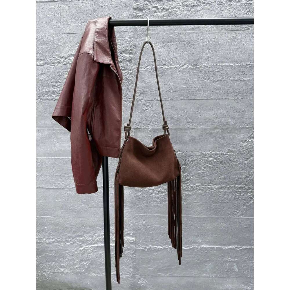 genuine grade fashion women's matte suede shoulder crossbody bag luxury designer brand leather Personalized Fringe Bag cowhide