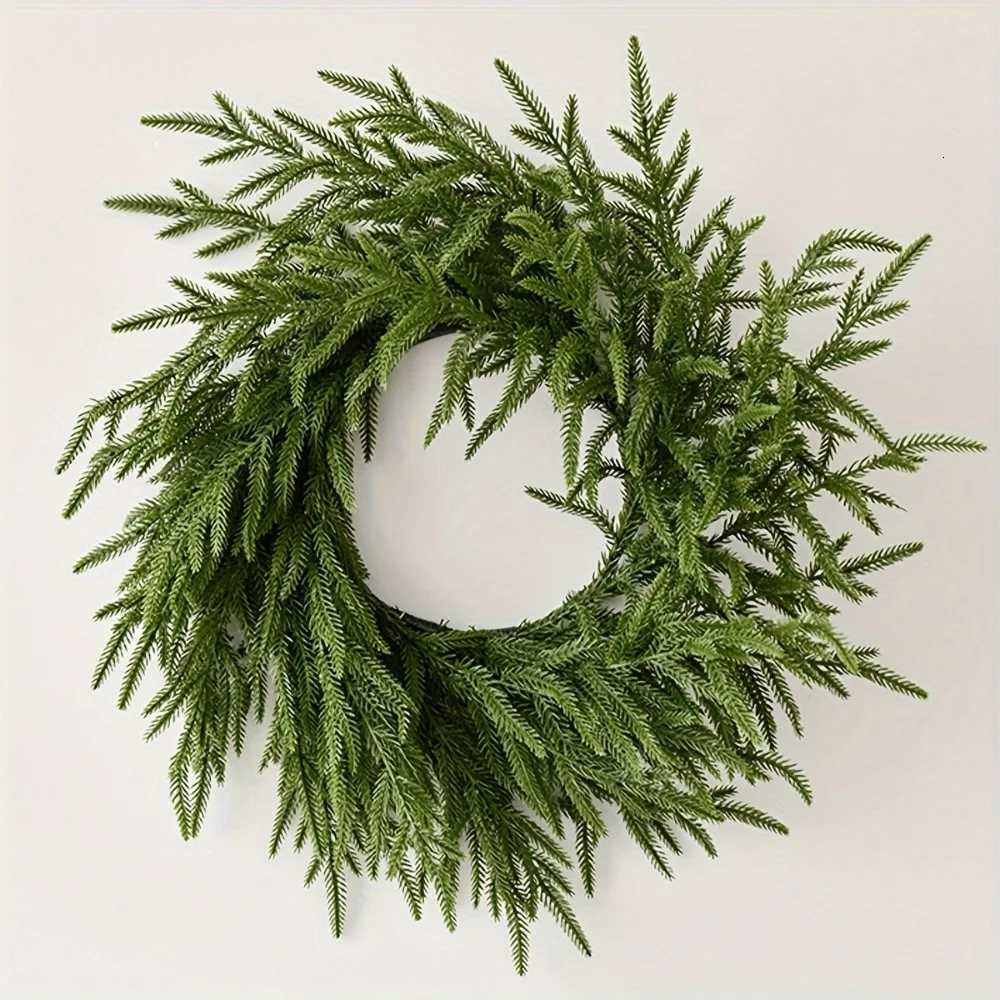 24 Inch Christmas Wreath for Front Door Norfolk Pine Wreath for Home Porch Window Wall Farmhouse Decor Green Wreath Front DoorM251115