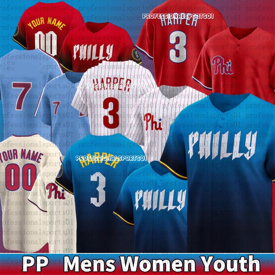 Philadelphiacity Phillies jersey #3 Harper Jersey Trea Turner Aaron Nola Kyle Schwarber Zack Wheeler Ranger Suarez #8 Castellanos Baseball Jerseys