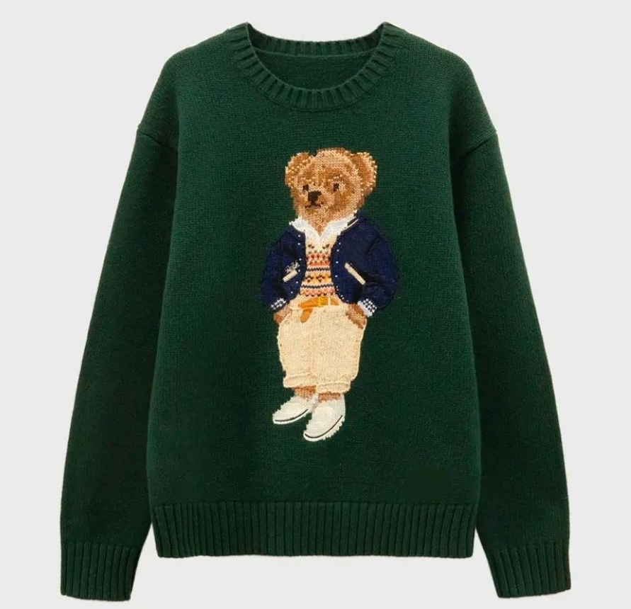 Women Designer Sweaters Green Knitted Bear Sweater Fashion Knits Pullovers Tops