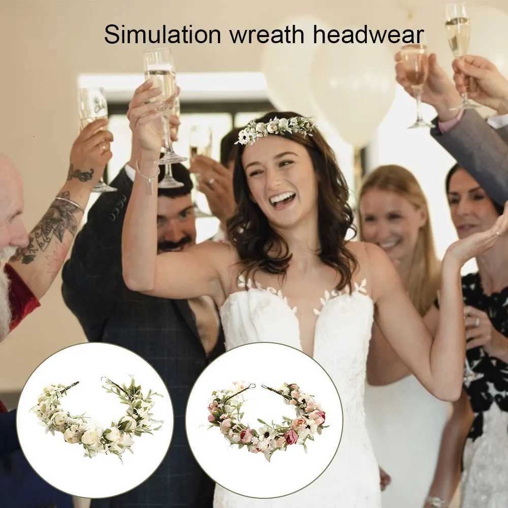 1/2PCS Floral Headband Handmade Girl Garland Headwear Boho Headpiece Wedding Festival Party Decoration Hair WreathM251115