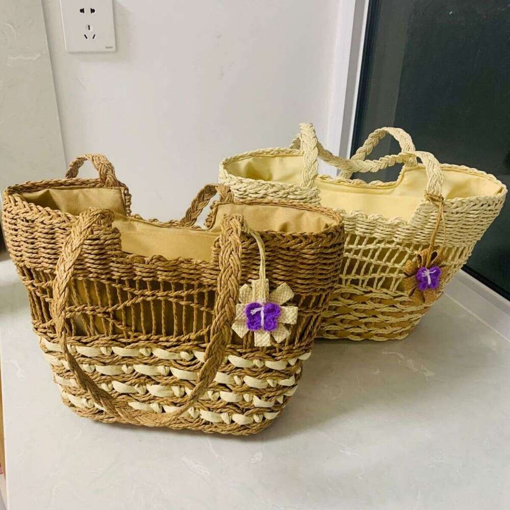 Handmade Beach Bag Hollow Handheld New Tassel One Shoulder Straw Woven Holiday Style Beach Women's Bag Kq2