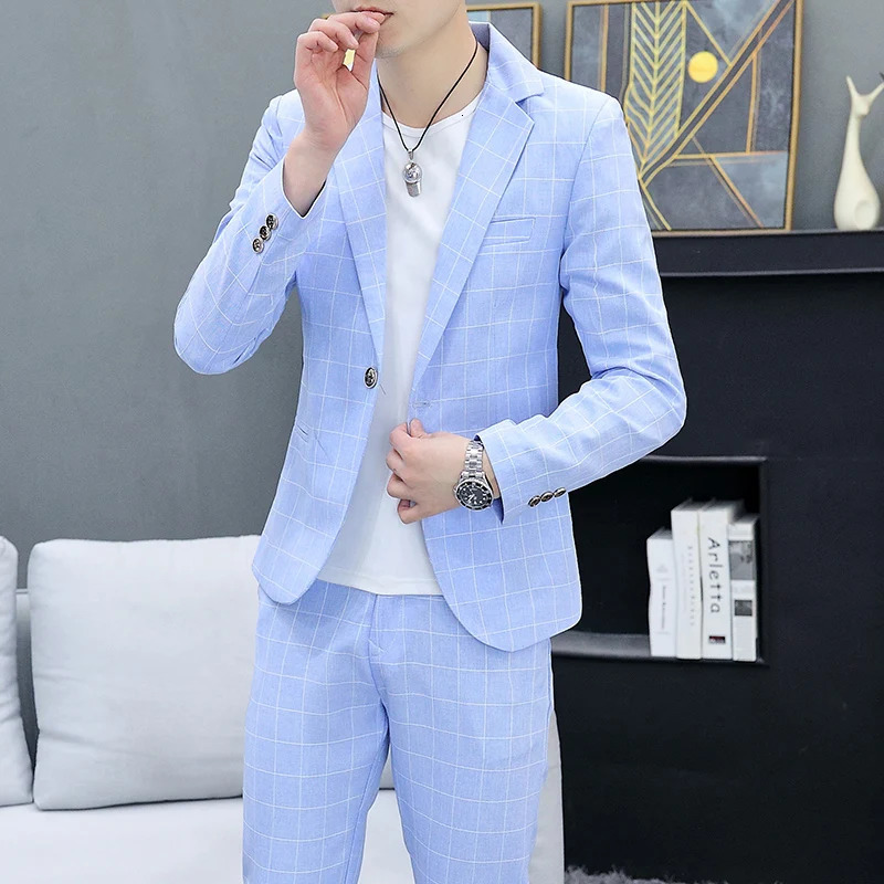 SetMens Spring and Autumn Korean style slim fit handmade coat hairstylist British casual trend mens twopiece se 250414Z