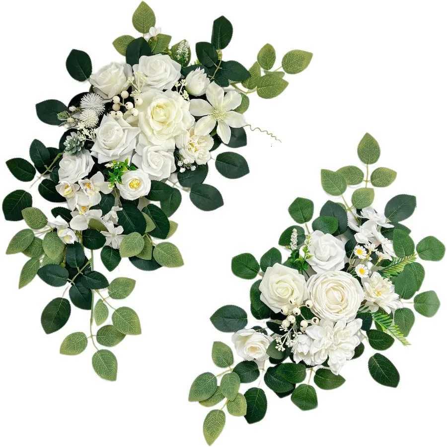 Pack of 2 Wedding Arch Artificial Flowers for Banquet Party Reception Entrance Welcome Sign and Background Decoration Elegant WM251115
