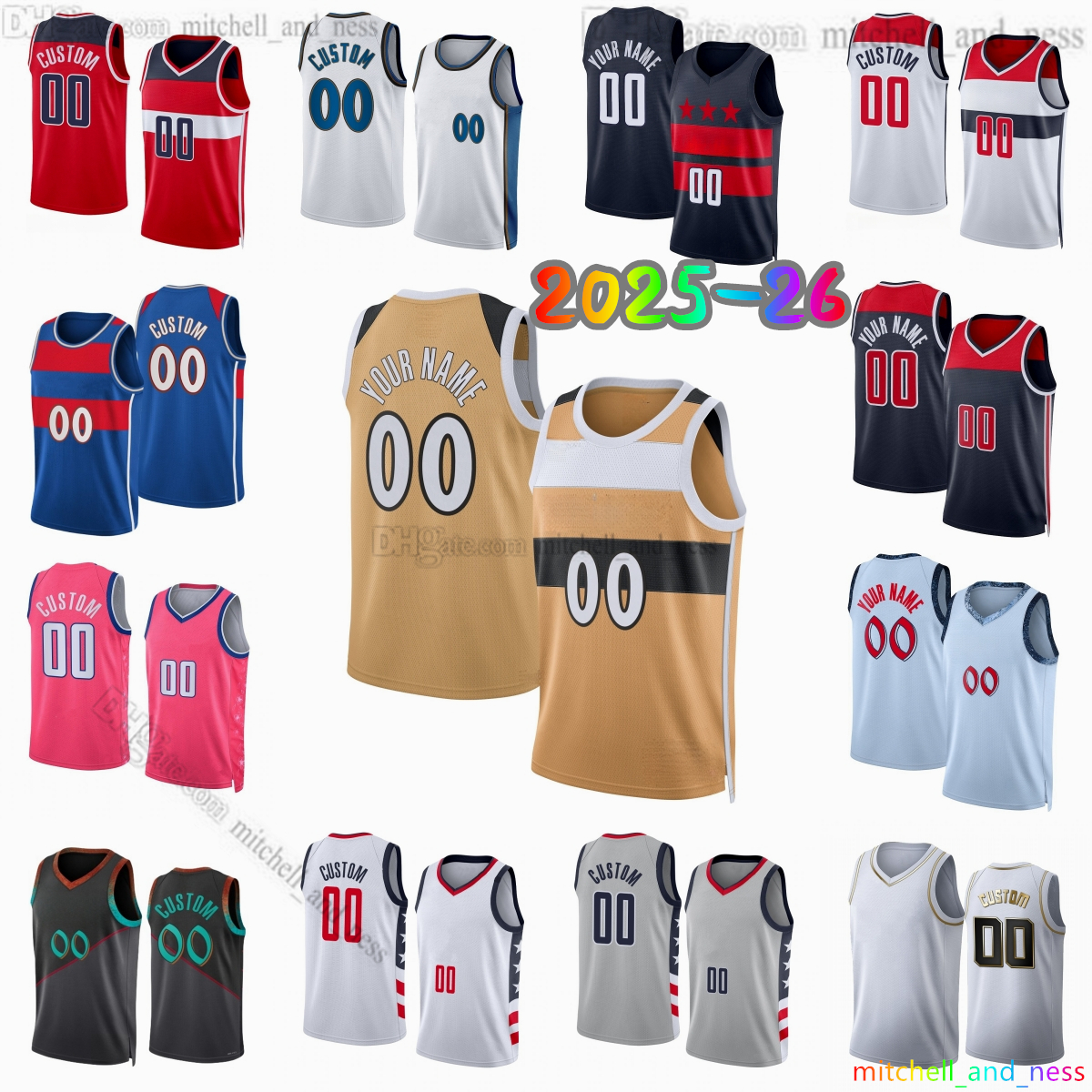Custom 2025-26 City 18 George Printed Basketball Jersey 20 Sarr 24 Kispert 22 Middleton 12 Johnson 1 Whitmore 35 Bagley 7 Carrington 8 Branham Vukcevic Jerseys Shorts