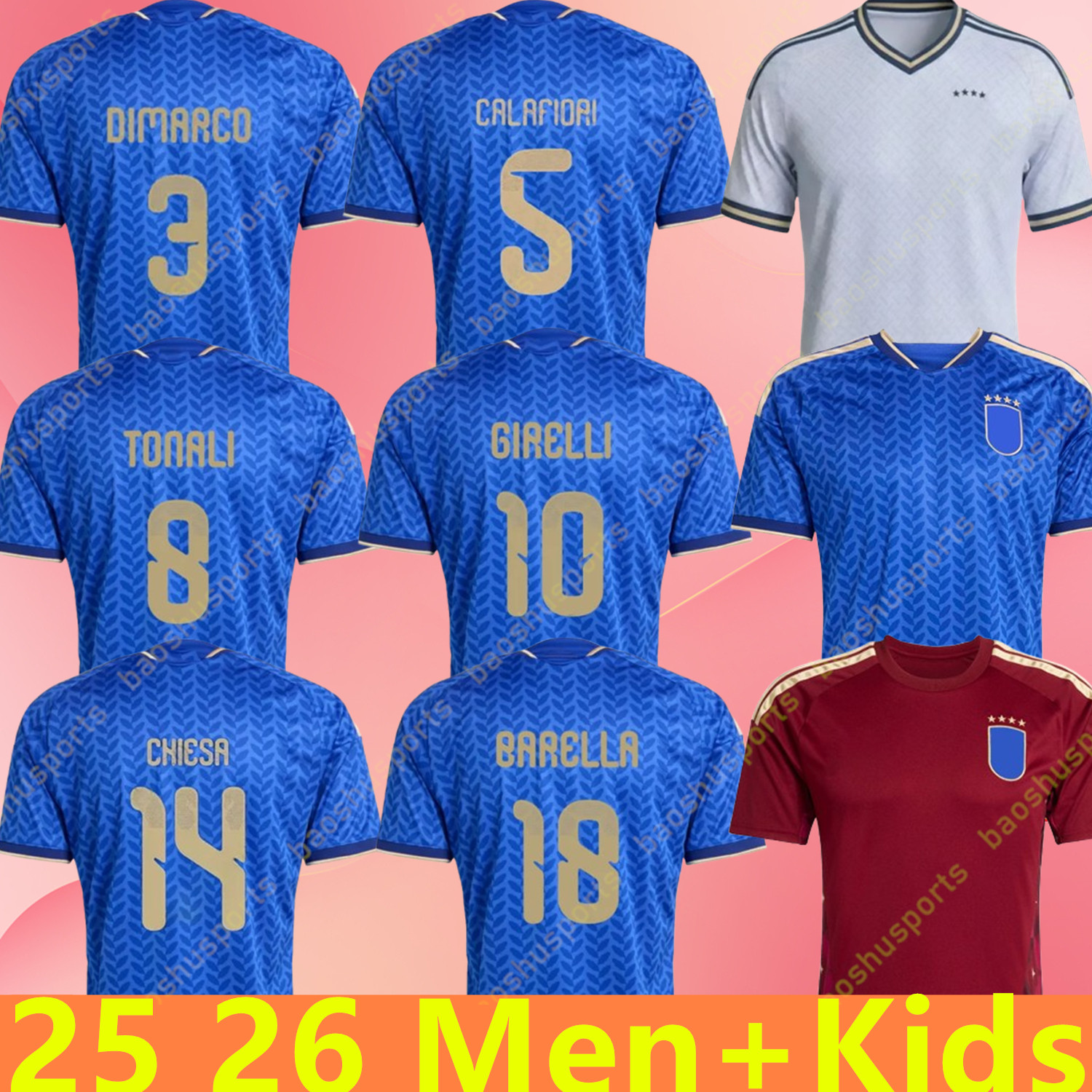 Maglia italia soccer jerseys 25 26 27 home away ITALYS football shirts tonali BARELLA RASPADORI women adult kids kit fans player short sleeve top quality GOALKEEPER