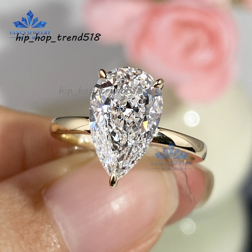 18K Yellow Gold 1CT 1.5CT D VVS1 Pear Cut Lab Grown Diamond Engagement Ring Customized Luxury Jewelry